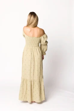 Sale Worth Collective Emerson 100% Cotton Gauze Maxi Dress in Thyme - Bump Friendly