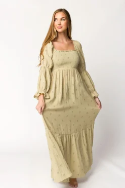 Sale Worth Collective Emerson 100% Cotton Gauze Maxi Dress in Thyme - Bump Friendly