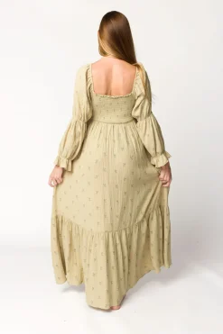 Sale Worth Collective Emerson 100% Cotton Gauze Maxi Dress in Thyme - Bump Friendly