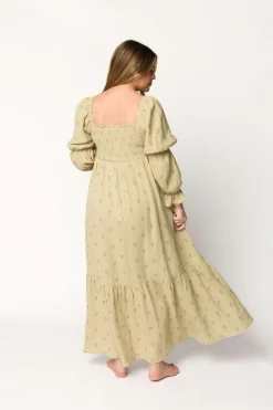 Sale Worth Collective Emerson 100% Cotton Gauze Maxi Dress in Thyme - Bump Friendly