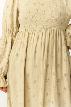 Sale Worth Collective Emerson 100% Cotton Gauze Maxi Dress in Thyme - Bump Friendly