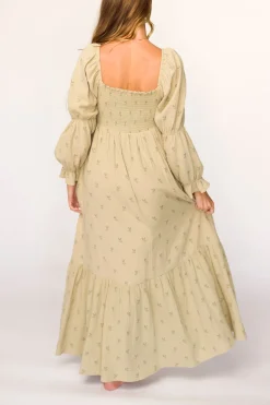 Sale Worth Collective Emerson 100% Cotton Gauze Maxi Dress in Thyme - Bump Friendly