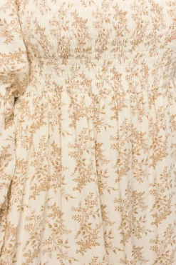 Best Worth Collective Emerson 100% Cotton Gauze Maxi Dress in Natural/Tan Floral - Bump Frie