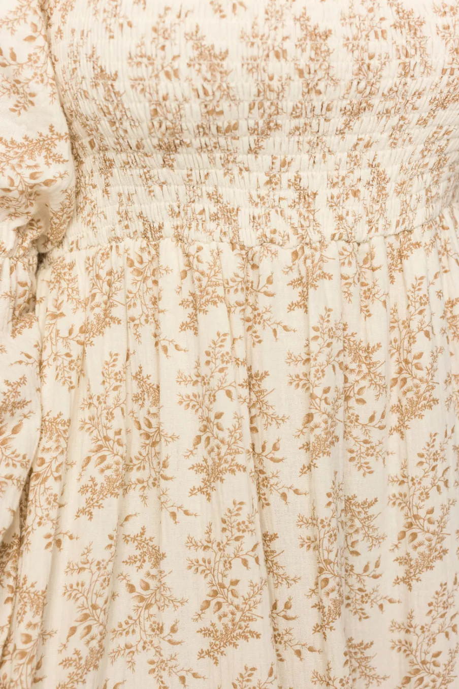 Best Worth Collective Emerson 100% Cotton Gauze Maxi Dress in Natural/Tan Floral - Bump Frie