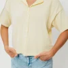 Outlet Worth Collective Emeryn 100% Cotton Short Sleeve Knit Cardigan in Butter