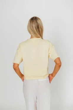 Outlet Worth Collective Emeryn 100% Cotton Short Sleeve Knit Cardigan in Butter