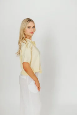Outlet Worth Collective Emeryn 100% Cotton Short Sleeve Knit Cardigan in Butter