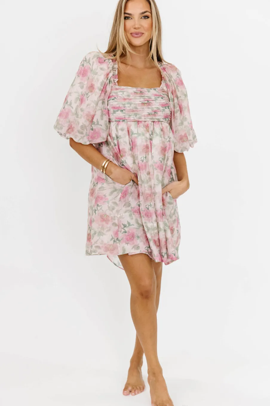 Sale Worth Collective Emma Babydoll Mini Dress in Pink