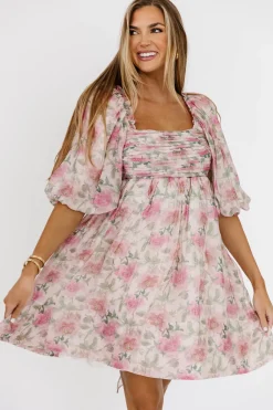 Sale Worth Collective Emma Babydoll Mini Dress in Pink