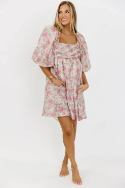 Sale Worth Collective Emma Babydoll Mini Dress in Pink