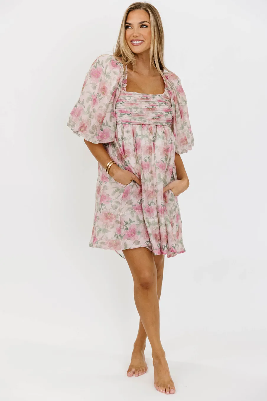 Sale Worth Collective Emma Babydoll Mini Dress in Pink