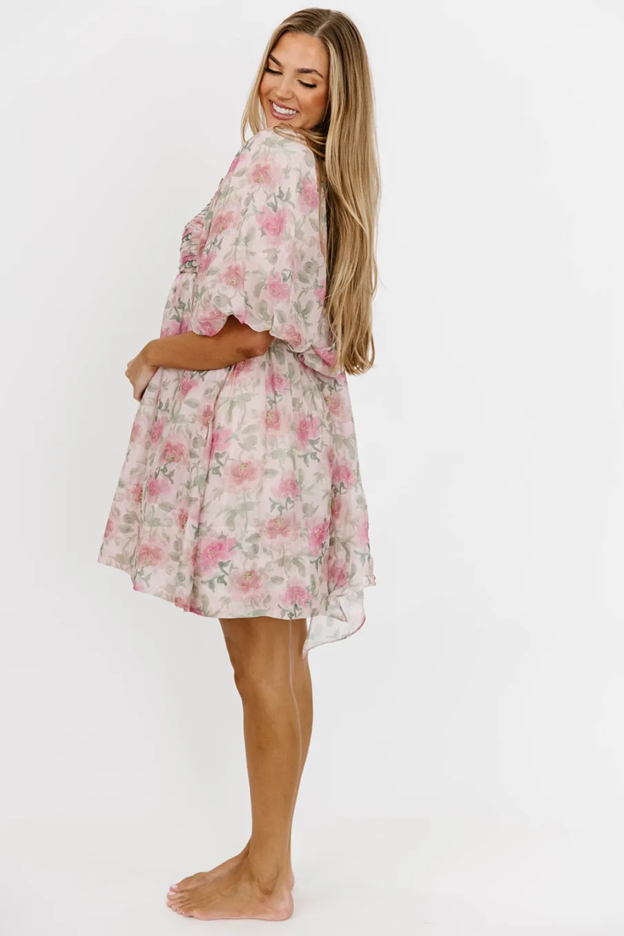 Sale Worth Collective Emma Babydoll Mini Dress in Pink