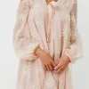 Fashion Worth Collective Erika Embroidered Long Sleeve Mini Dress in Pink
