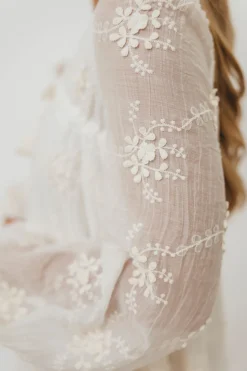 Fashion Worth Collective Erika Embroidered Long Sleeve Mini Dress in Ivory