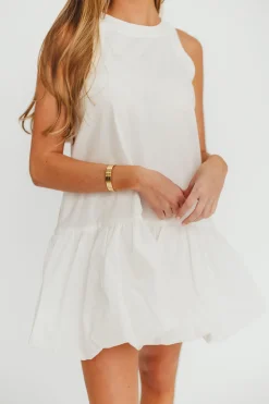 Outlet Worth Collective Estelle Bubble Hem Mini Dress in Off-White