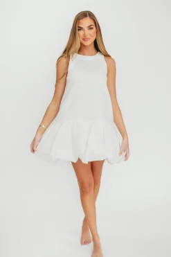 Outlet Worth Collective Estelle Bubble Hem Mini Dress in Off-White