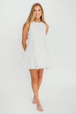 Outlet Worth Collective Estelle Bubble Hem Mini Dress in Off-White