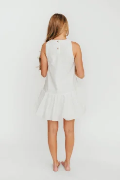 Outlet Worth Collective Estelle Bubble Hem Mini Dress in Off-White