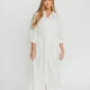 Best Worth Collective Evelyn Midi Shirt Dress in Off-White - Nursing Friendly