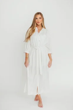 Best Worth Collective Evelyn Midi Shirt Dress in Off-White - Nursing Friendly
