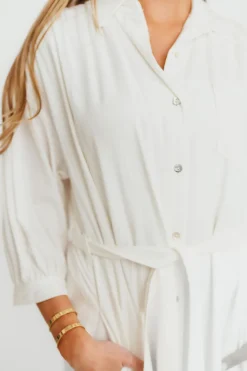 Best Worth Collective Evelyn Midi Shirt Dress in Off-White - Nursing Friendly