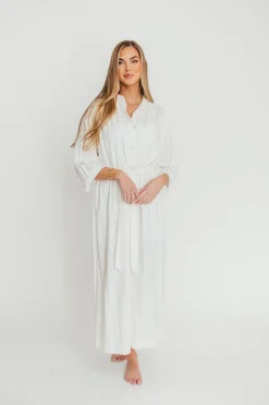 Best Worth Collective Evelyn Midi Shirt Dress in Off-White - Nursing Friendly