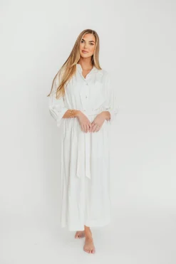 Best Worth Collective Evelyn Midi Shirt Dress in Off-White - Nursing Friendly
