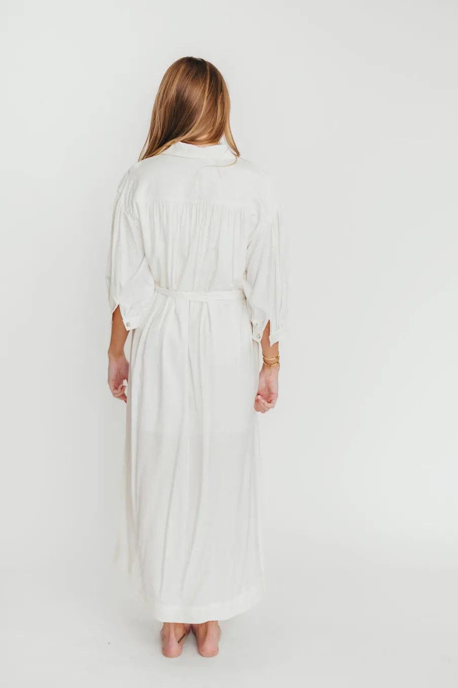 Best Worth Collective Evelyn Midi Shirt Dress in Off-White - Nursing Friendly