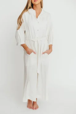 Best Worth Collective Evelyn Midi Shirt Dress in Off-White - Nursing Friendly
