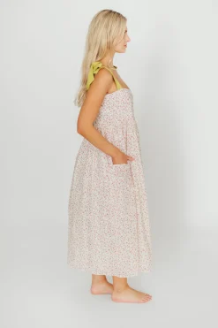 Outlet Worth Collective Everest Bow Tie Strap Button Down Midi Dress in Floral Multi