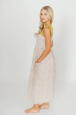 Outlet Worth Collective Everest Bow Tie Strap Button Down Midi Dress in Floral Multi