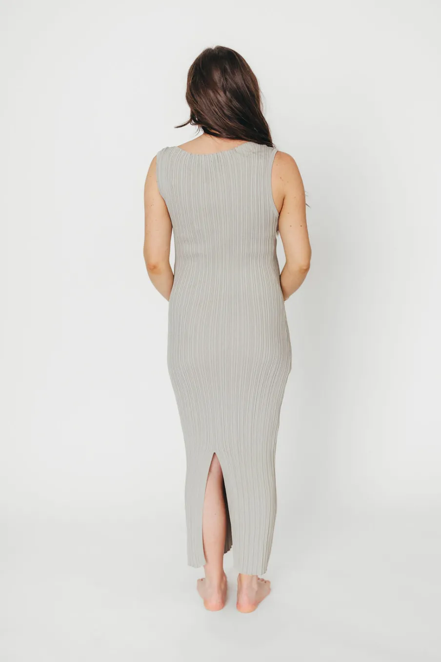 New Worth Collective Falling For You Ribbed Knit Midi Dress in Sage