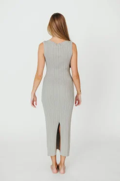 New Worth Collective Falling For You Ribbed Knit Midi Dress in Sage