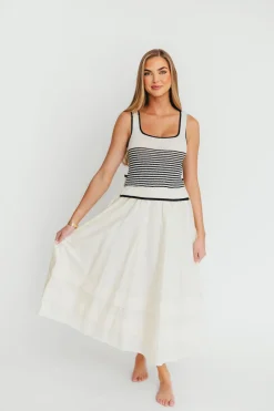Outlet Worth Collective Fallon Combination Midi Dress in Cream