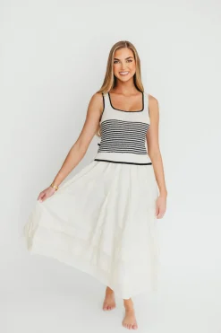 Outlet Worth Collective Fallon Combination Midi Dress in Cream