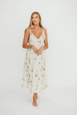 Outlet Worth Collective Fawna Floral Midi Dress in Cream