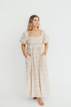 Fashion Worth Collective Finley 100% Cotton Peplum Midi Dress in Petal Pink - Bump & Nursing Fr