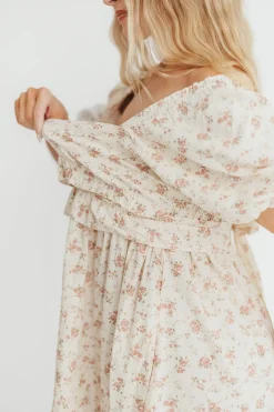 Fashion Worth Collective Finley 100% Cotton Peplum Midi Dress in Petal Pink - Bump & Nursing Fr