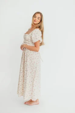 Fashion Worth Collective Finley 100% Cotton Peplum Midi Dress in Petal Pink - Bump & Nursing Fr