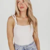 Outlet Worth Collective Finley Bodysuit with Chain Straps in Off-White