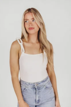 Outlet Worth Collective Finley Bodysuit with Chain Straps in Off-White