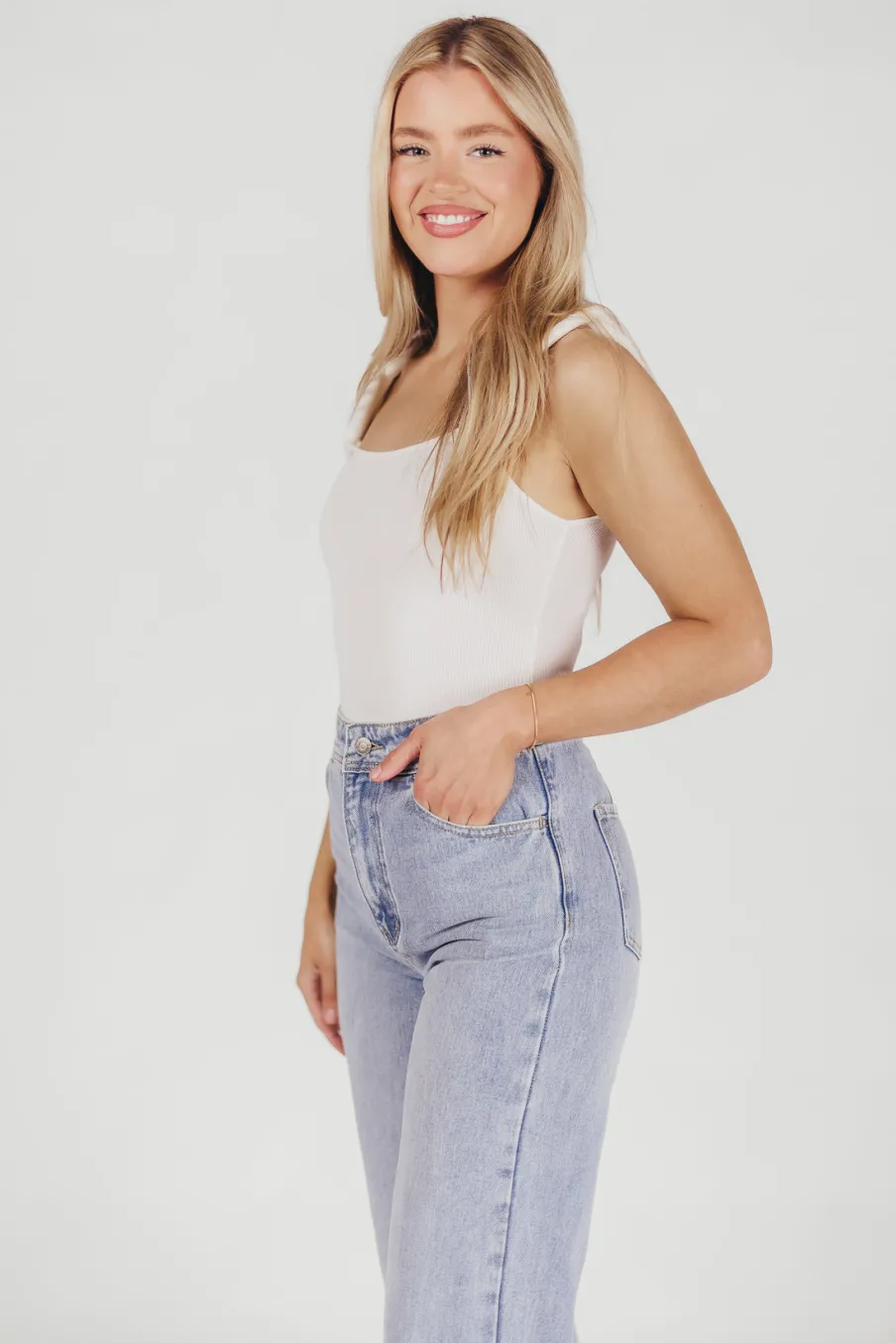 Outlet Worth Collective Finley Bodysuit with Chain Straps in Off-White