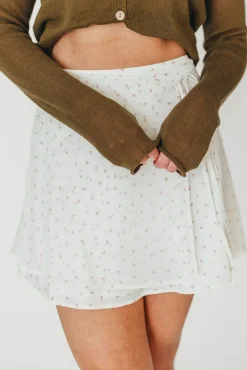 Discount Worth Collective Flora Mini Wrap Skirt in Cream