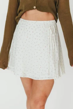 Discount Worth Collective Flora Mini Wrap Skirt in Cream