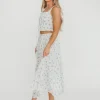 Online Worth Collective Florence 100% Cotton Corset Top & Skirt Set in White Floral