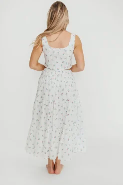Online Worth Collective Florence 100% Cotton Corset Top & Skirt Set in White Floral