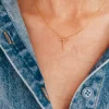 Sale Worth Collective Flutterfly Stone Initial Necklace in Gold