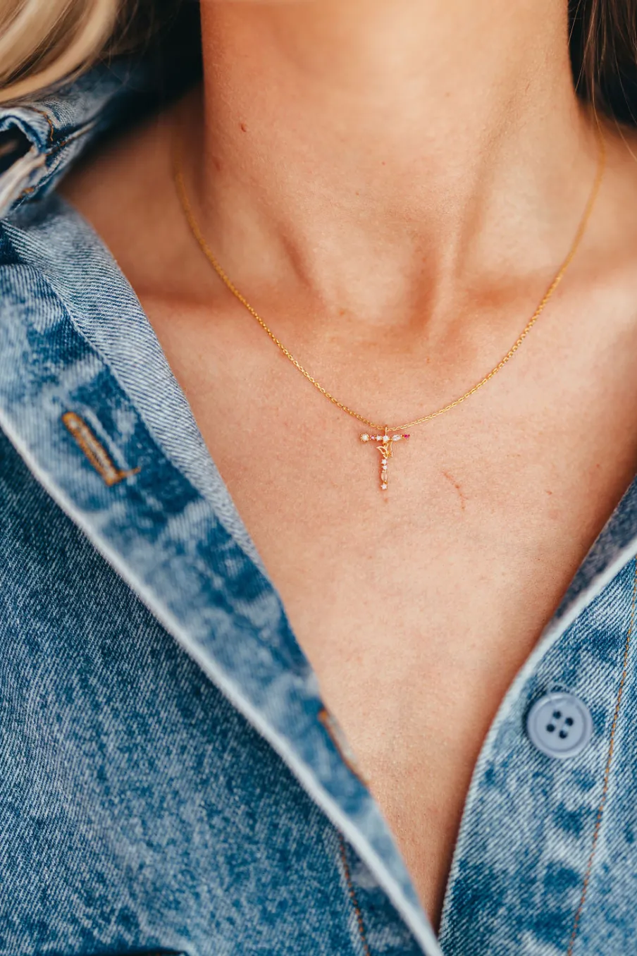 Sale Worth Collective Flutterfly Stone Initial Necklace in Gold
