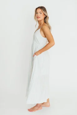 Online Worth Collective Genesis Stripe Midi Dress in White/Blue