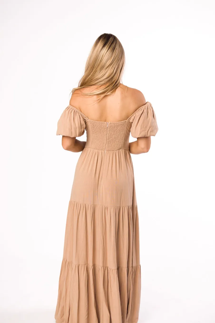 Discount Worth Collective Genevieve Tiered Maxi Dress in Latte